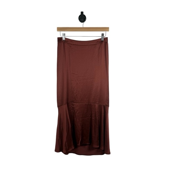Express Women’s Satin Drape Midi Skirt in Rust Size 6 - Picture 2 of 9